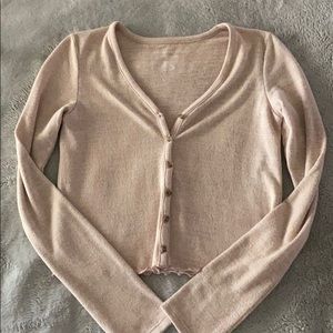 American Eagle Pink Long Sleeve Button Up Top, XS